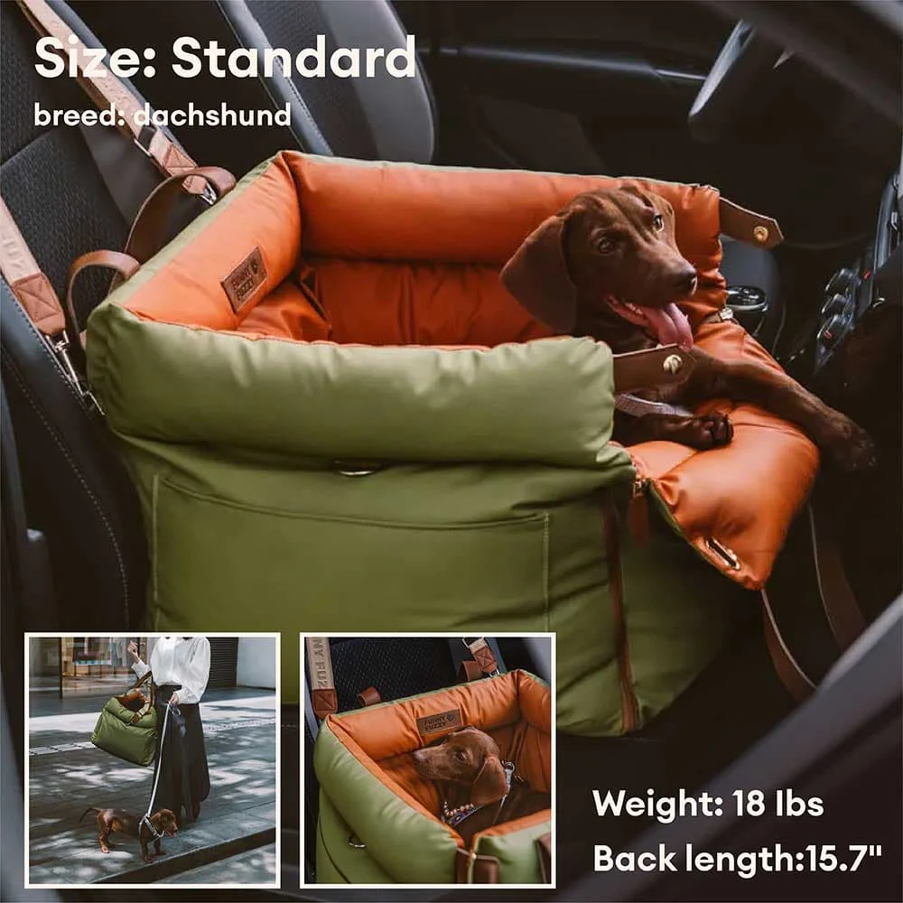 Deluxe Faux Leather Dog Car Seat Booster Bed - Urban Voyager - Image 5