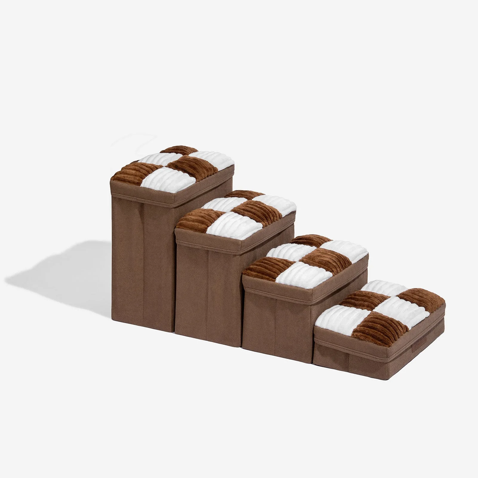 Detachable Chessboard Plaid Handcrafted Dog Stairs with Storage - Foldable Steps - Image 18