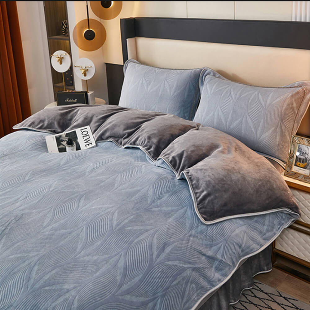 Elegant Botanical Pattern Milk Velvet Bed Sheet Set - Image 16