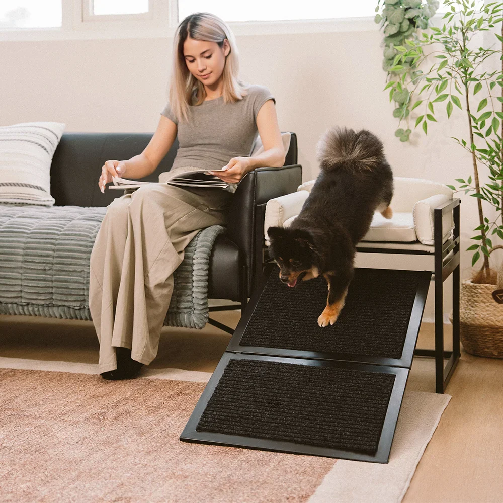 Elevated Pet Sofa Bed with Stairs Ramp for Bedside Lounge or Dog Window Perch - Image 14