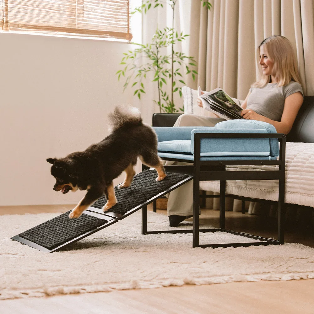 Elevated Pet Sofa Bed with Stairs Ramp for Bedside Lounge or Dog Window Perch - Image 15