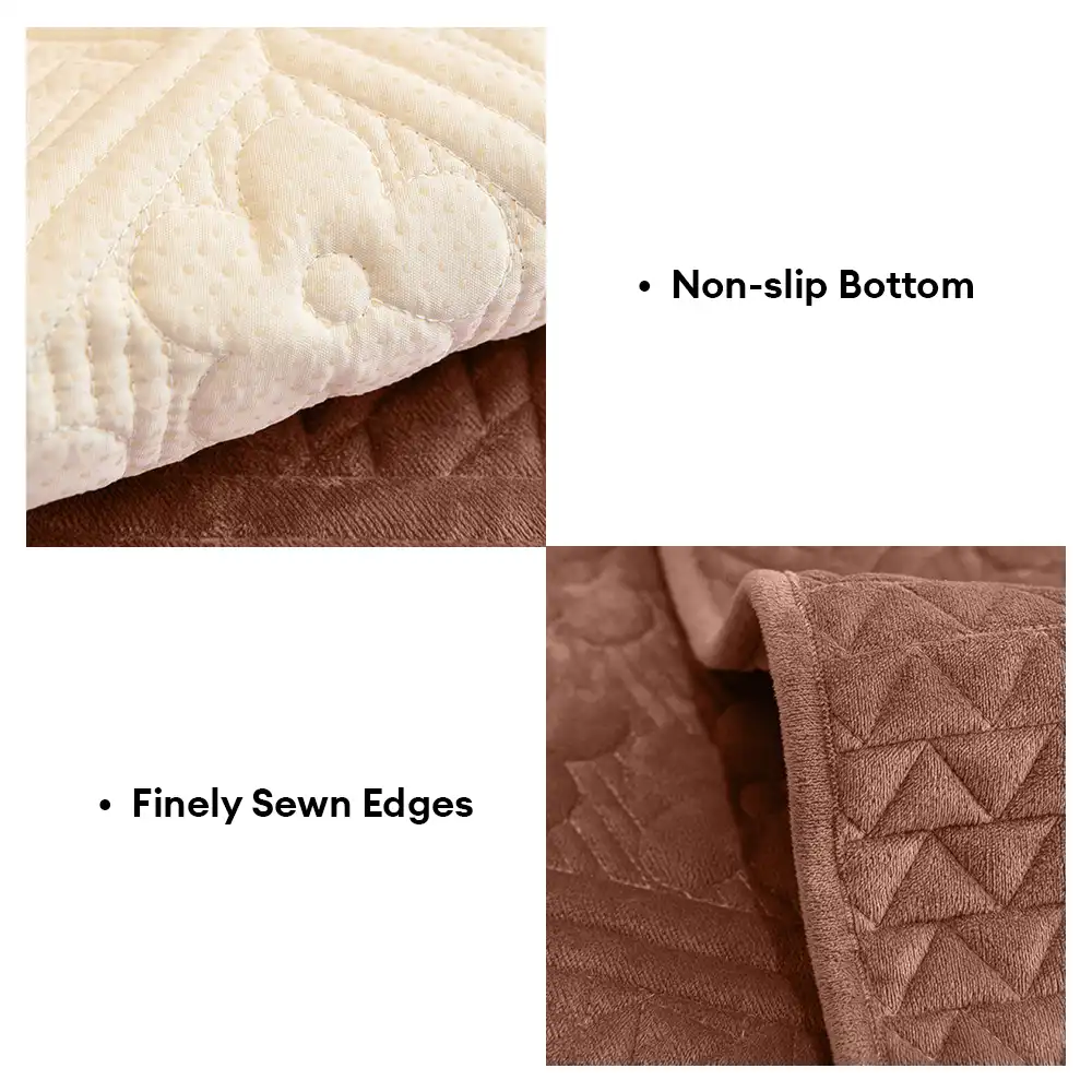 Embossed Geometric Pattern Soft Plush Quilted Non-Slip Couch Cover - Image 4