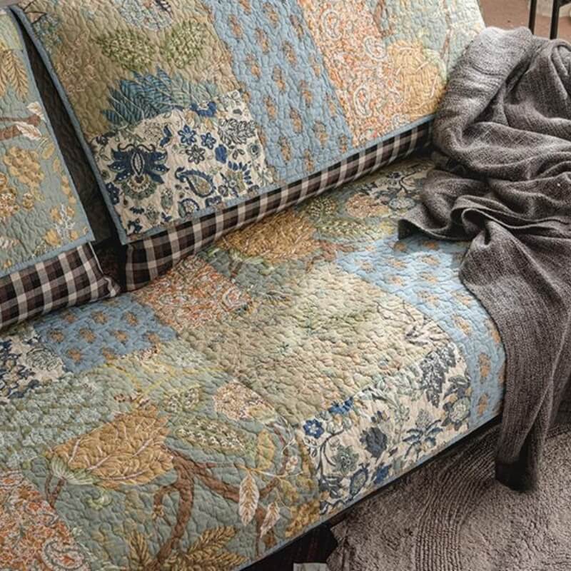 European Floral Cotton Couch Cover Sofa Protective Non-slip Cover - Image 5