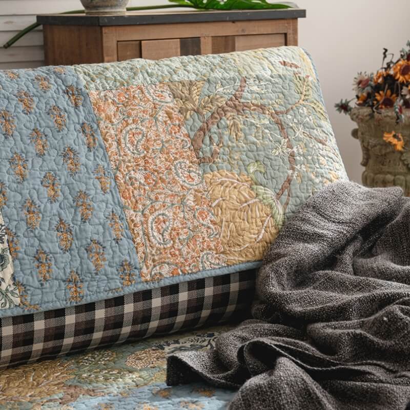 European Floral Cotton Couch Cover Sofa Protective Non-slip Cover - Image 6