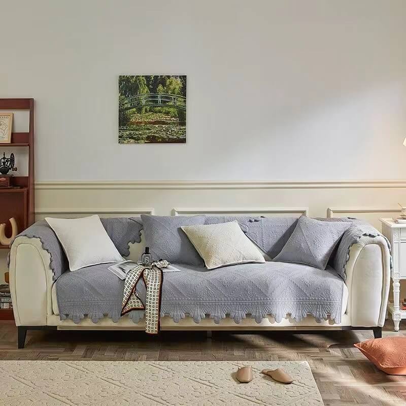Fashion Leaf Trim Cotton Washable Couch Cover - Image 3