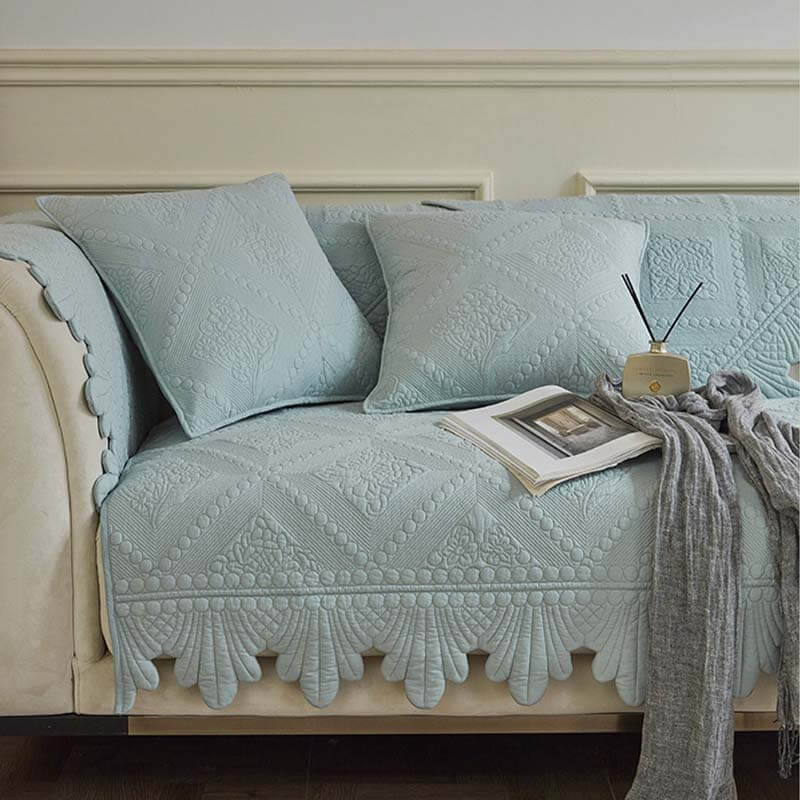 Fashion Leaf Trim Cotton Washable Couch Cover - Image 5