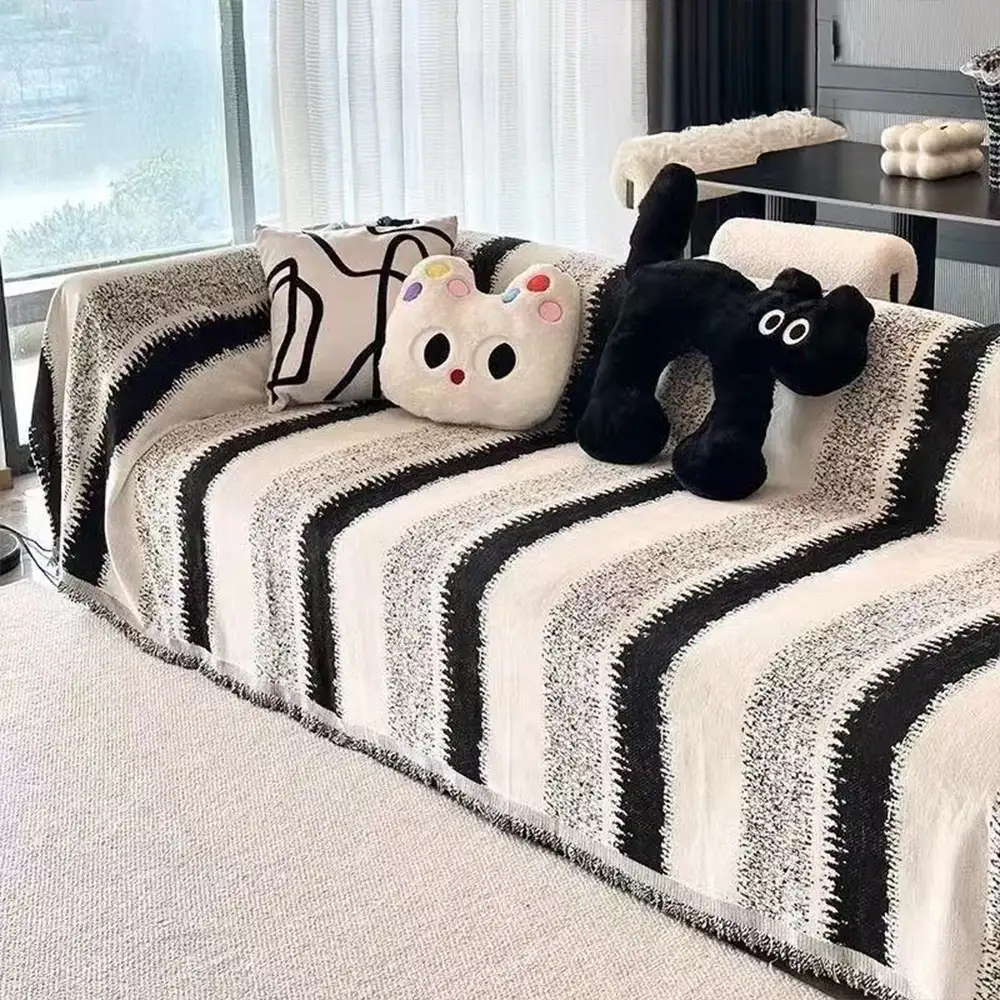 Fashion Striped Chenille Scratch-Resistant Sofa Protection Couch Cover - Image 14