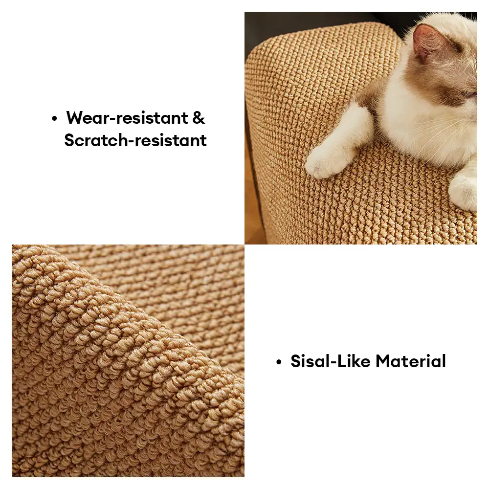 Faux Sisal Scratch-Resistant Sofa Armrest Protector Cover for Cats - Image 4