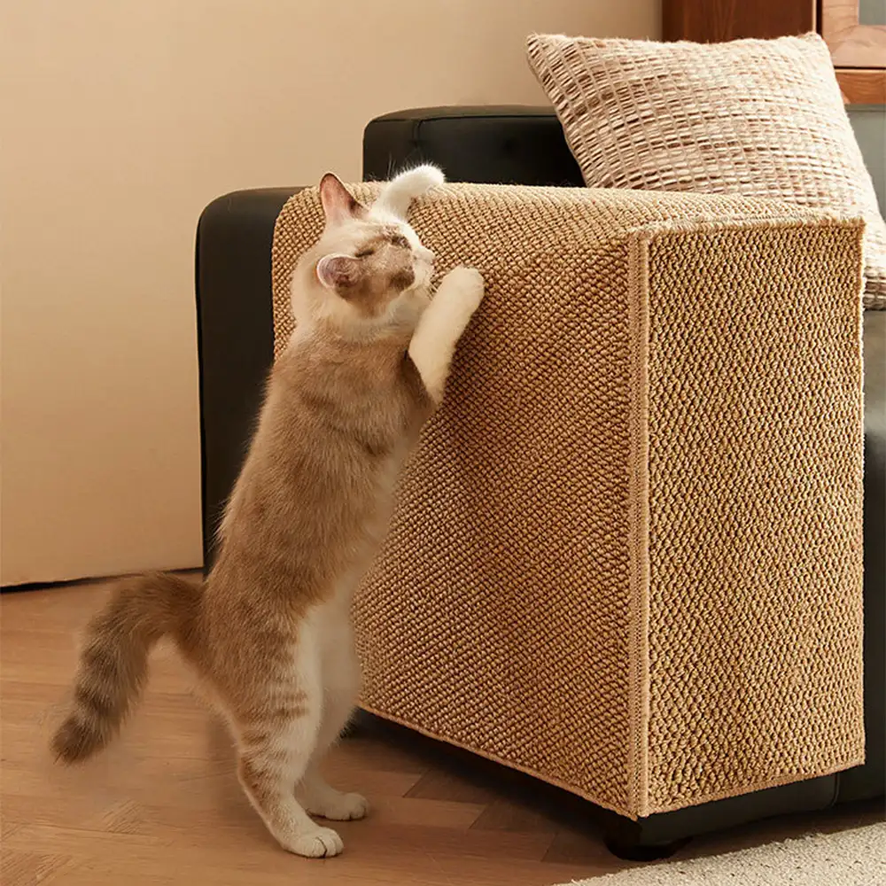 Faux Sisal Scratch-Resistant Sofa Armrest Protector Cover for Cats - Image 7