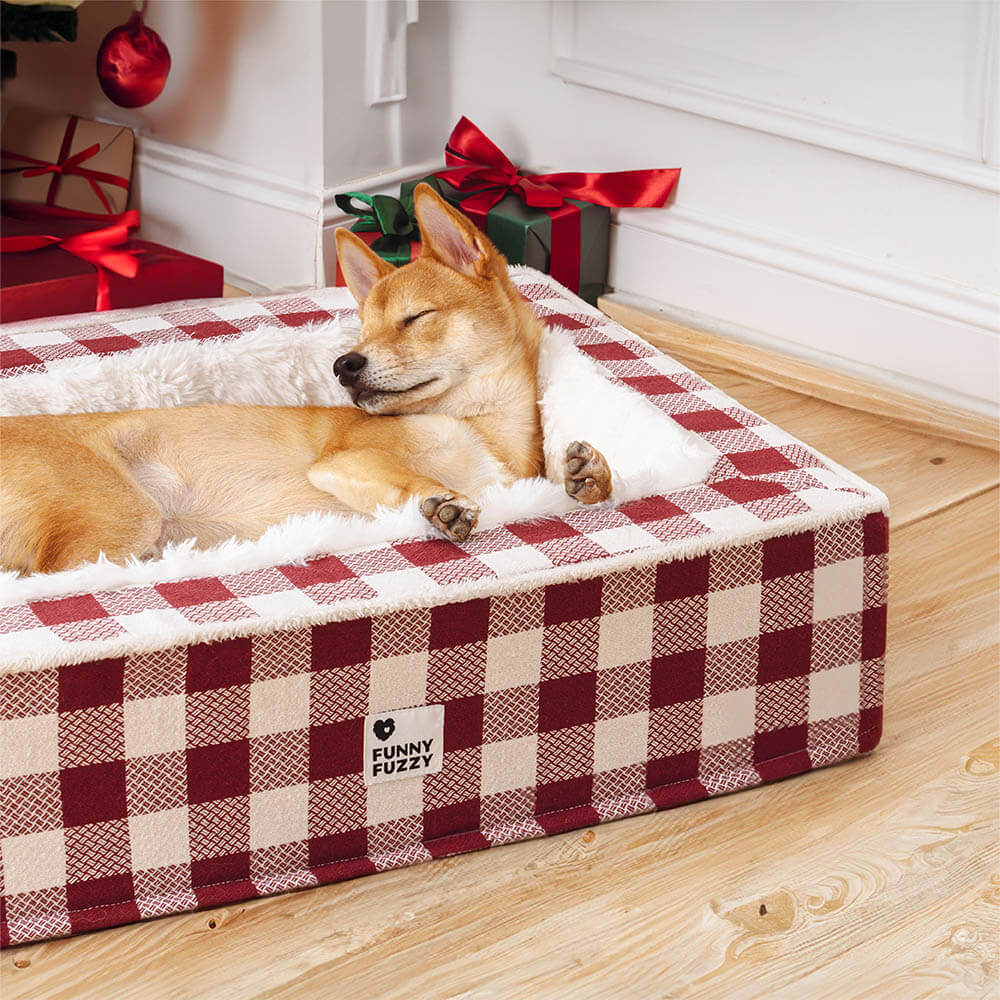 Festive Classic Tartan Cosy Dog Anti-Anxiety Calming Bed - Image 3