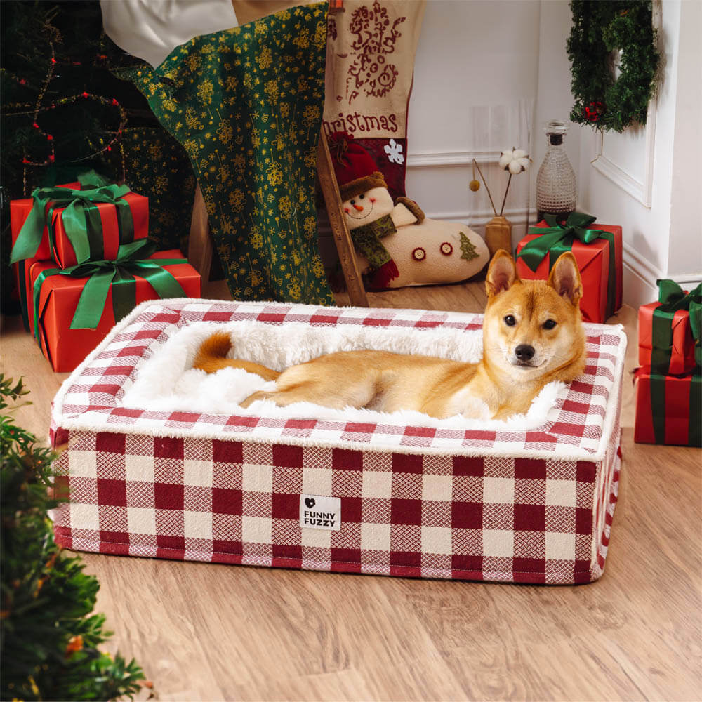 Festive Classic Tartan Cosy Dog Anti-Anxiety Calming Bed - Image 5