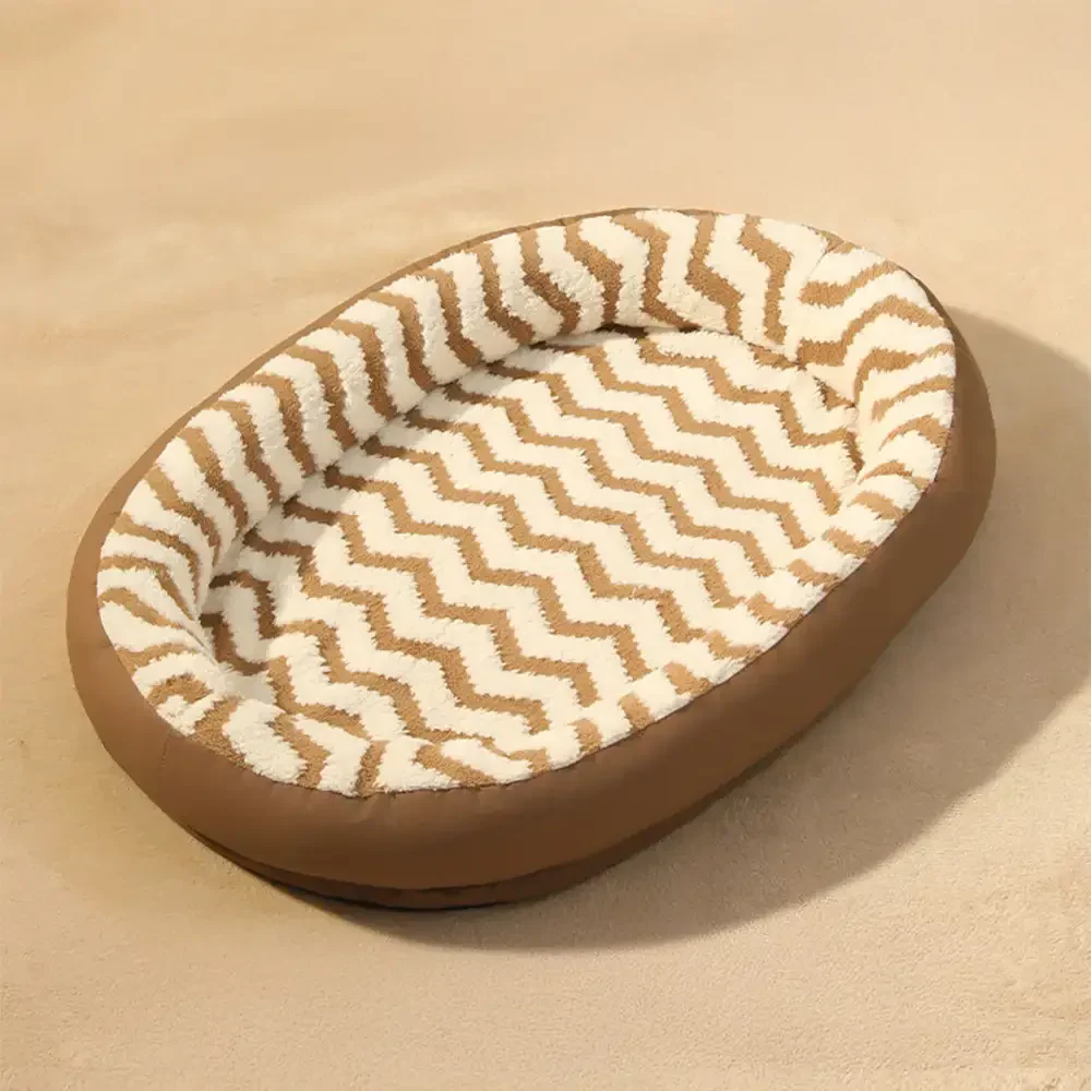 Geometric Wave Pattern Faux Leather Warm Removable And Washable Dog Bed - Image 11