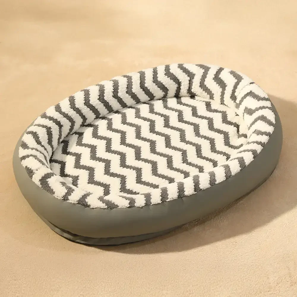 Geometric Wave Pattern Faux Leather Warm Removable And Washable Dog Bed - Image 12