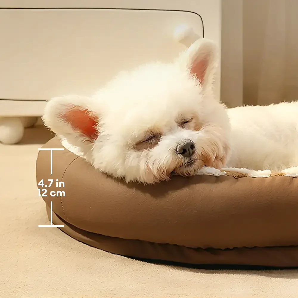 Geometric Wave Pattern Faux Leather Warm Removable And Washable Dog Bed - Image 5