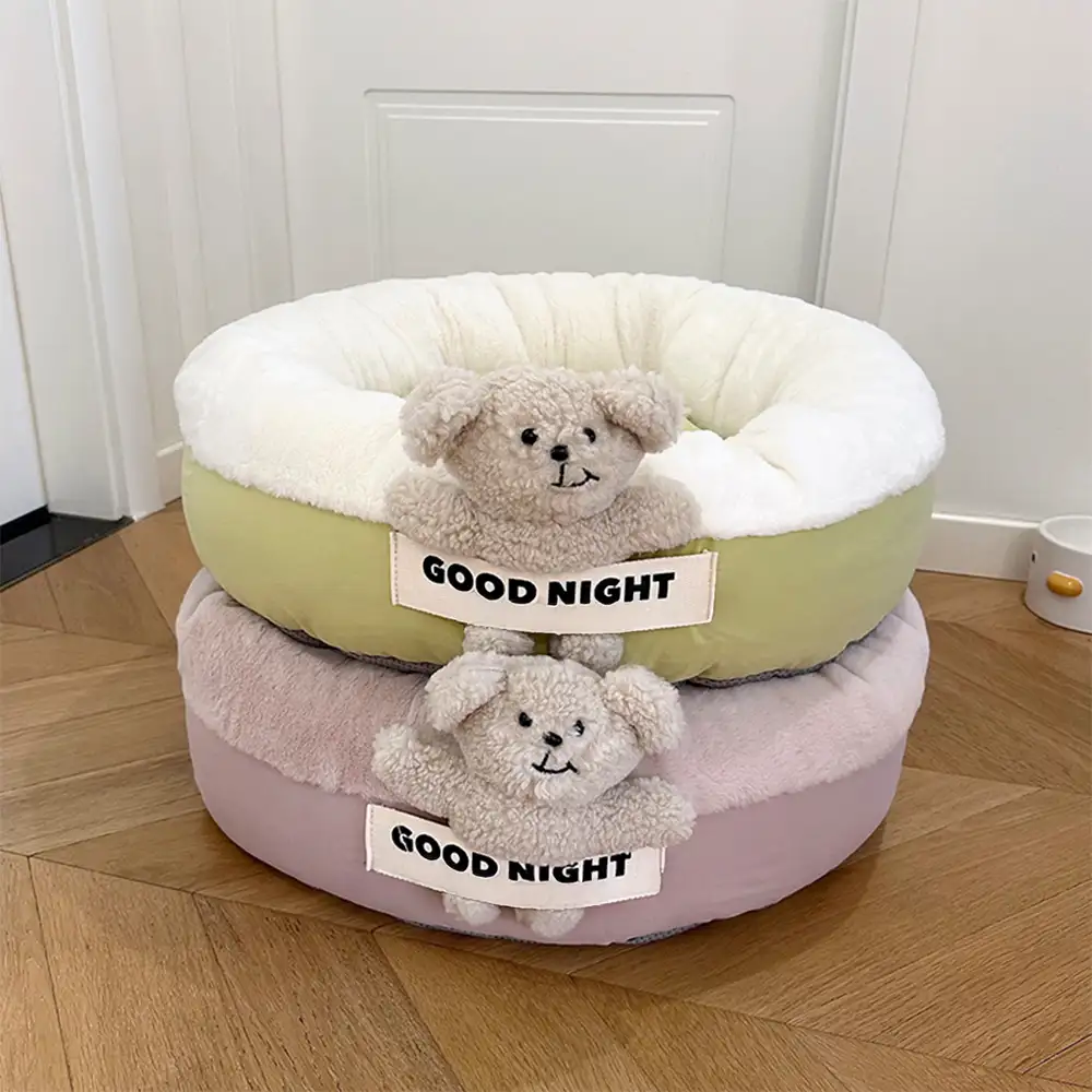 Goodnight Deep Sleep All-around Calming Dog Bed with Bear Toy - Image 13