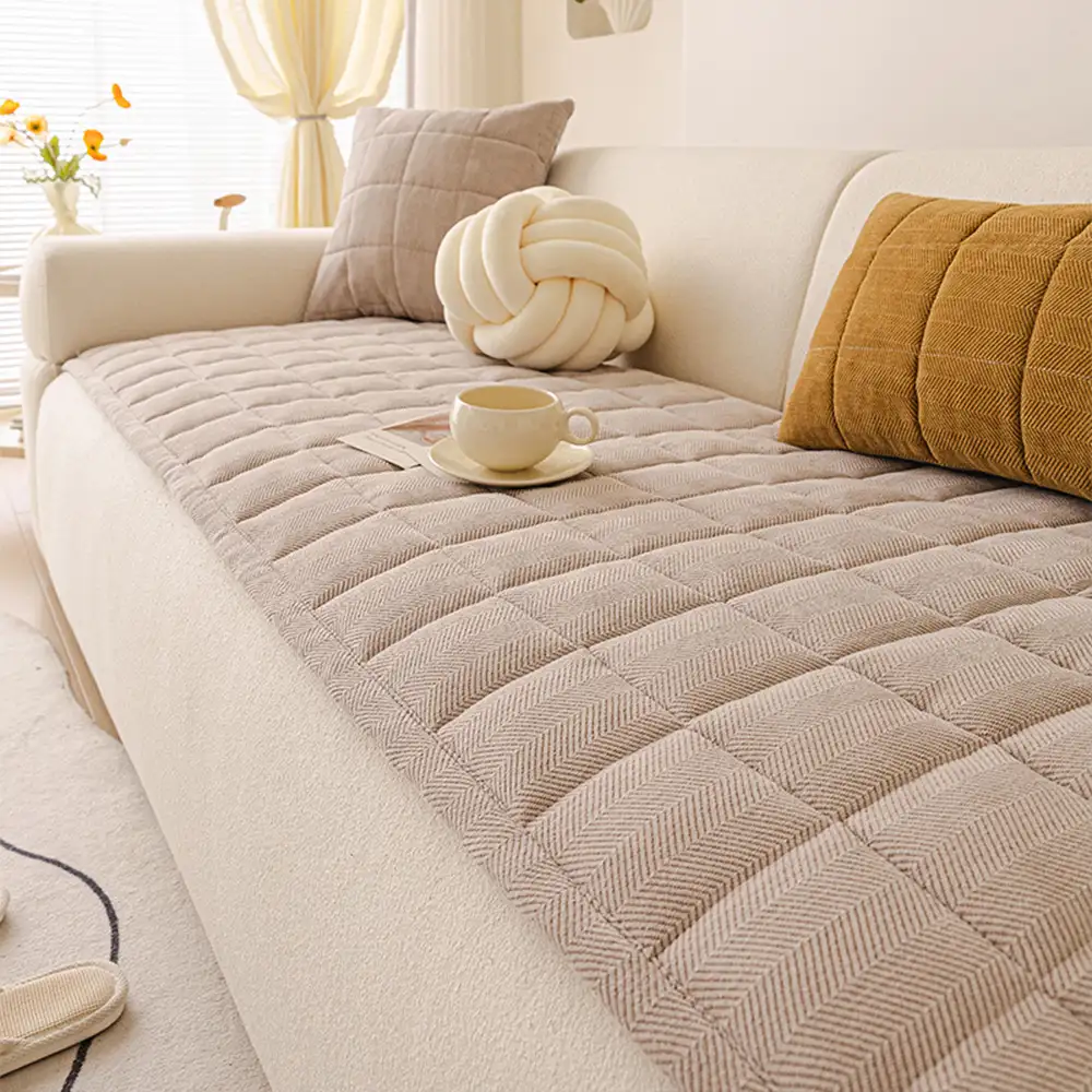 Herringbone Chenille Elegant Breathable Sofa Decoration Non-slip Couch Cover - Image 17