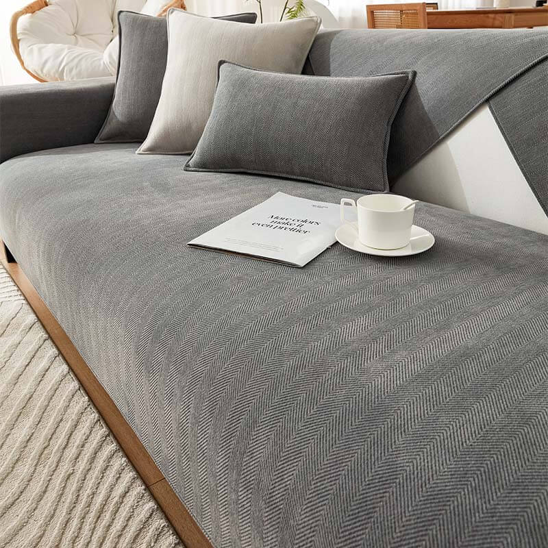 Herringbone Chenille Fabric Waterproof & Antifouling Couch Covers - Image 14