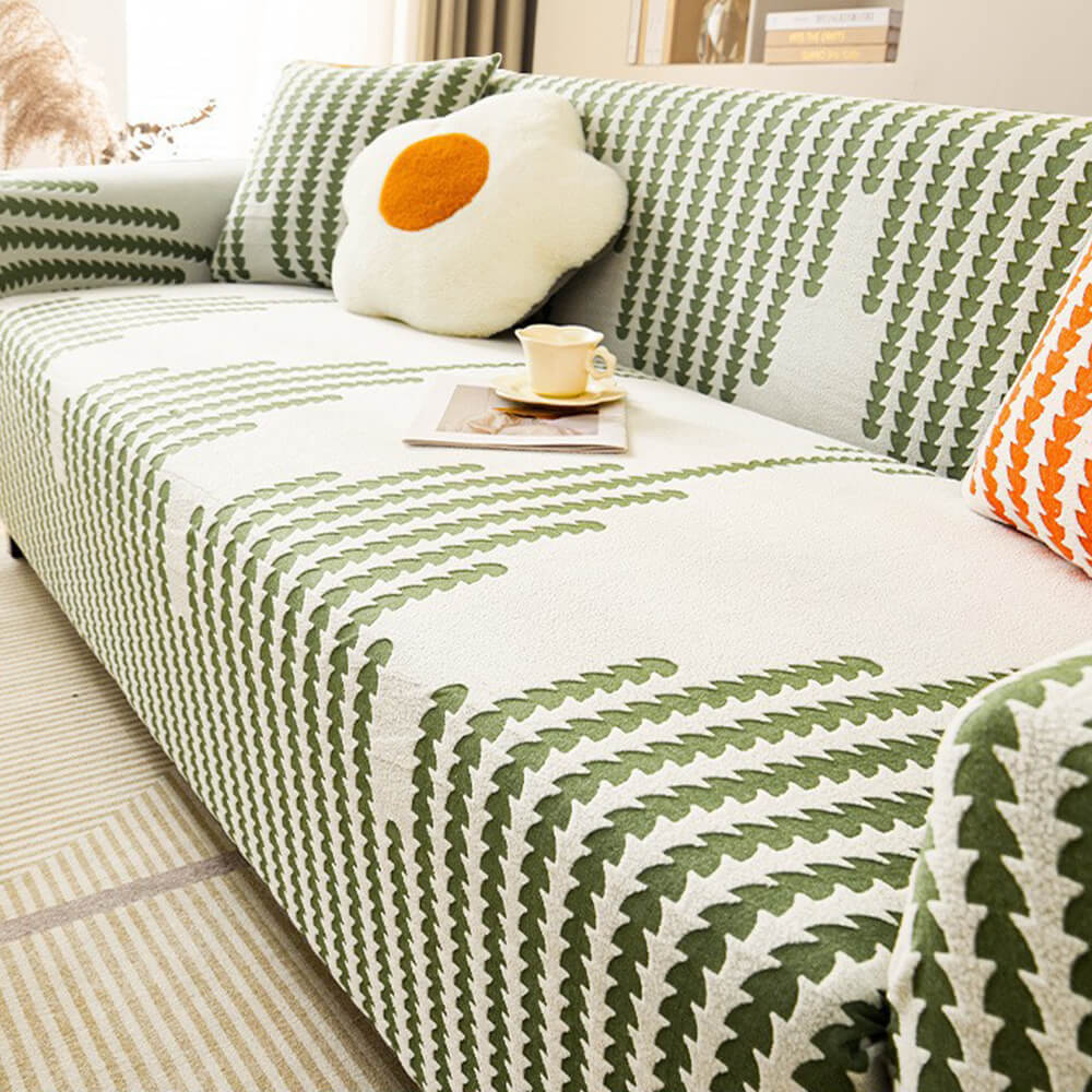 Herringbone Cozy Full-Wrap Stretch Magic Couch Cover - Image 10