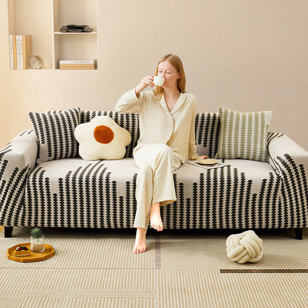 Herringbone Cozy Full-Wrap Stretch Magic Couch Cover - Image 6