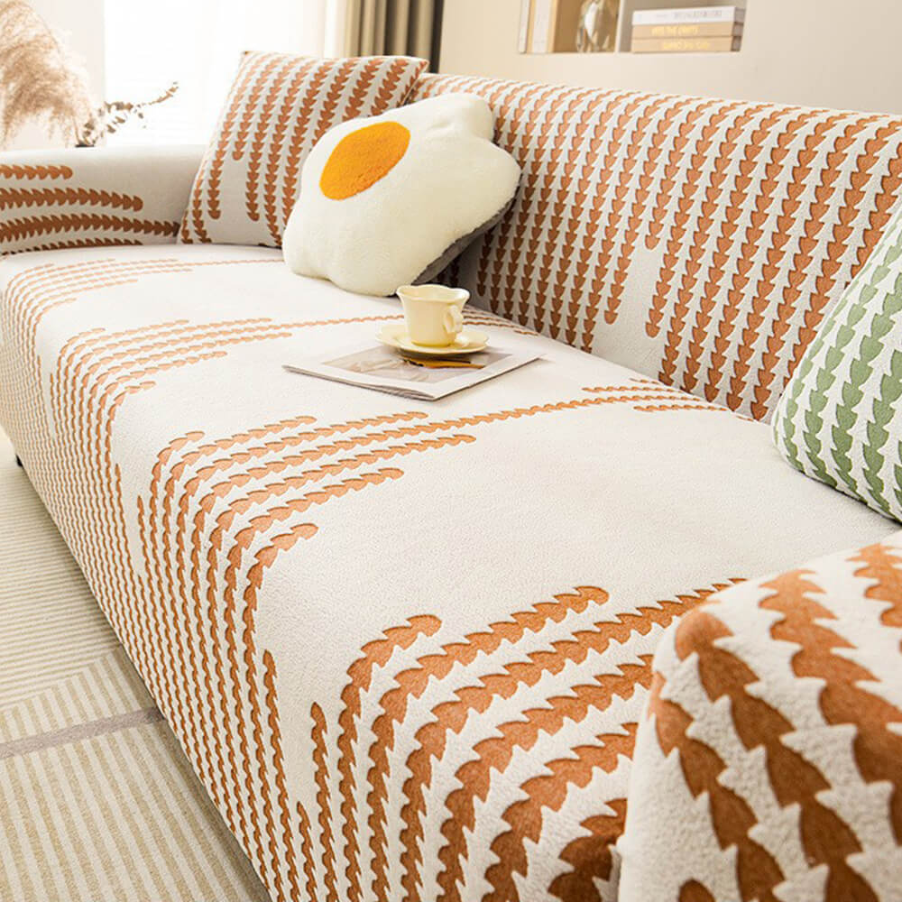 Herringbone Cozy Full-Wrap Stretch Magic Couch Cover - Image 9