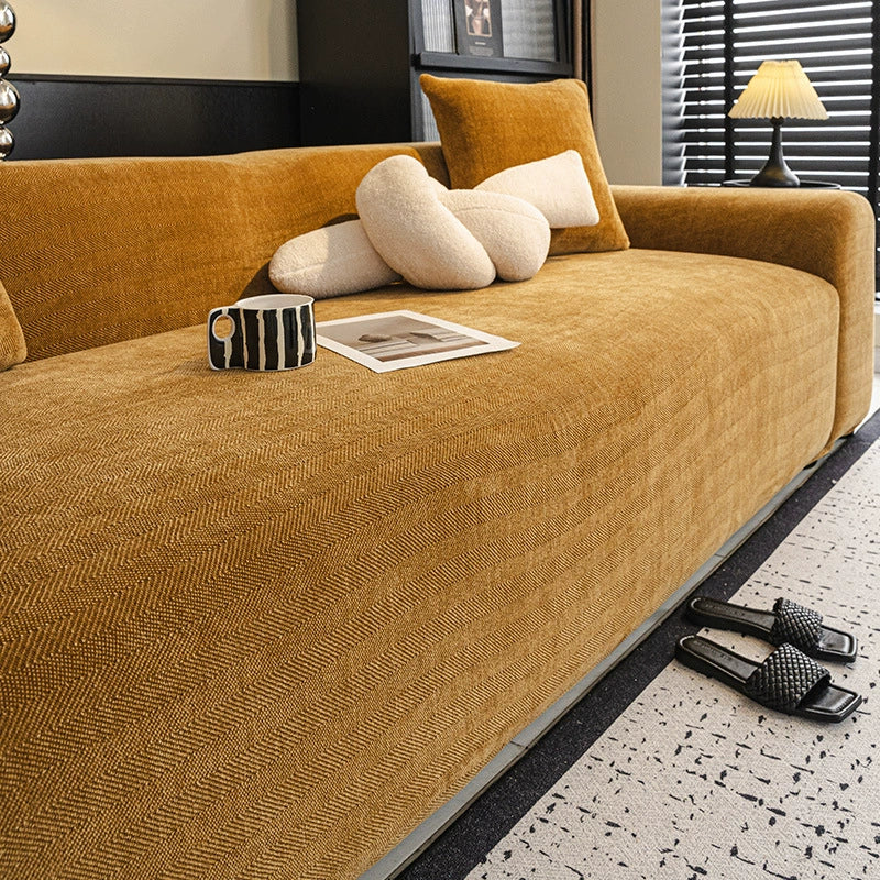 Herringbone Full Coverage Comfortable Scratch-Resistant Sofa Protection Magic Couch Cover - Image 4