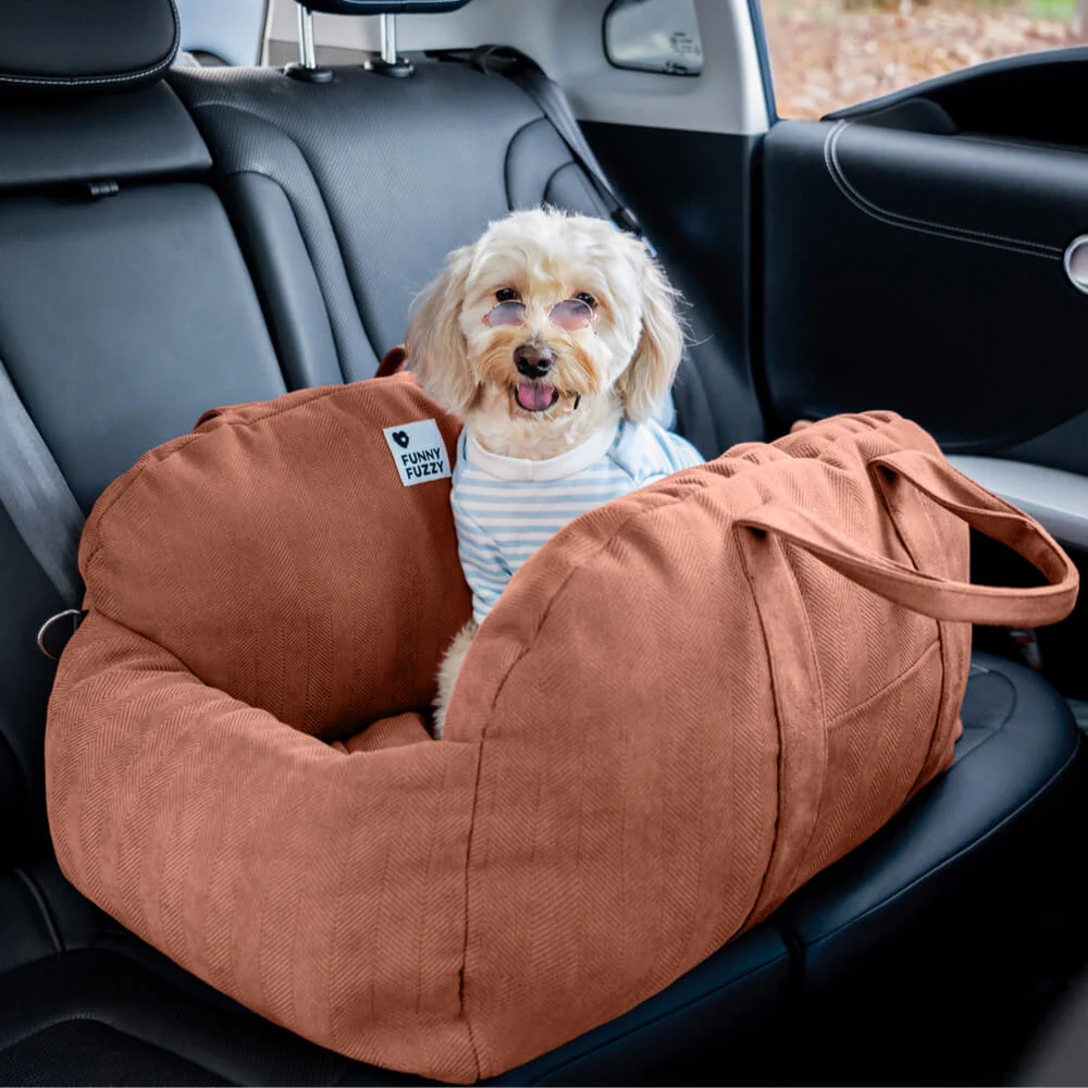 Herringbone Travel Bolster Safety Puppy Dog Car Seat Bed - Image 3