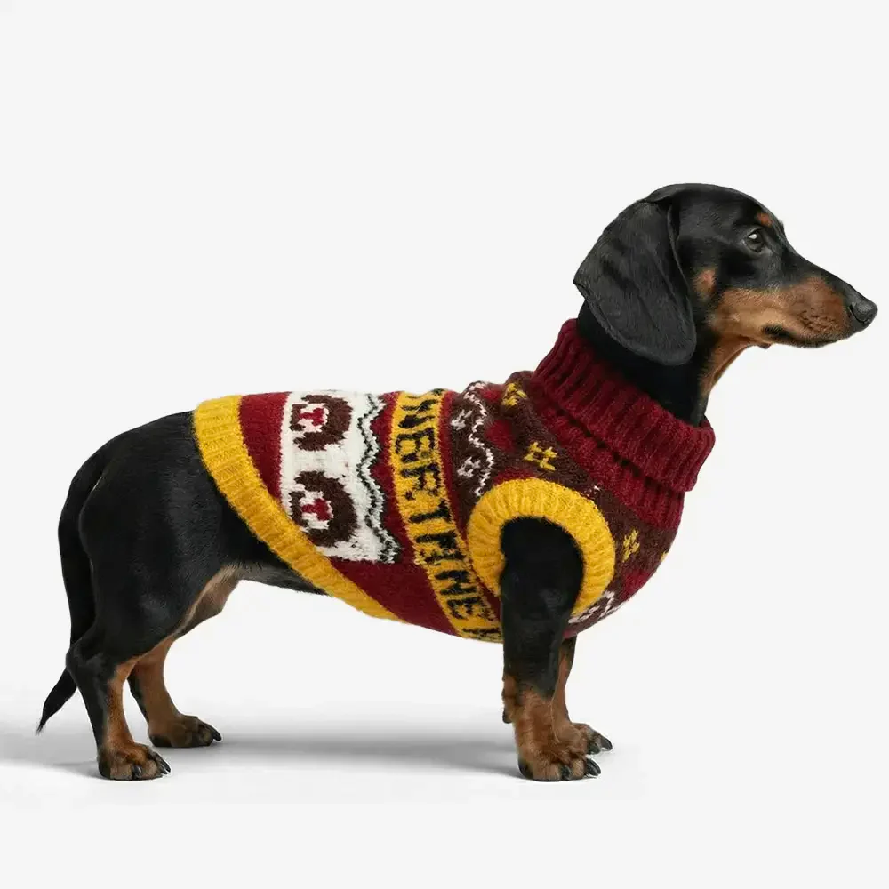 Jacquard Thick-Knit Sleeveless Dog Jumper – Designed for Dachshunds, French Bulldogs & Pugs