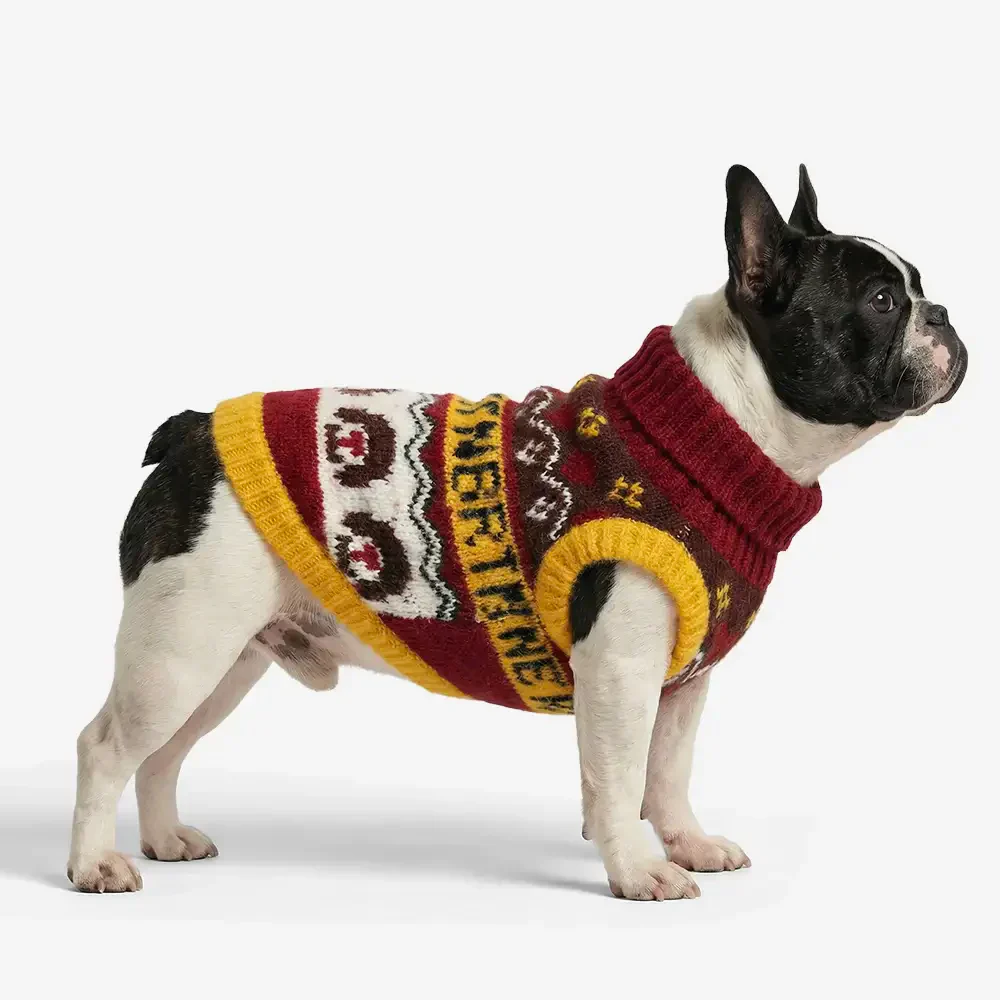 Jacquard Thick-Knit Sleeveless Dog Jumper – Designed for Dachshunds, French Bulldogs & Pugs - Image 3