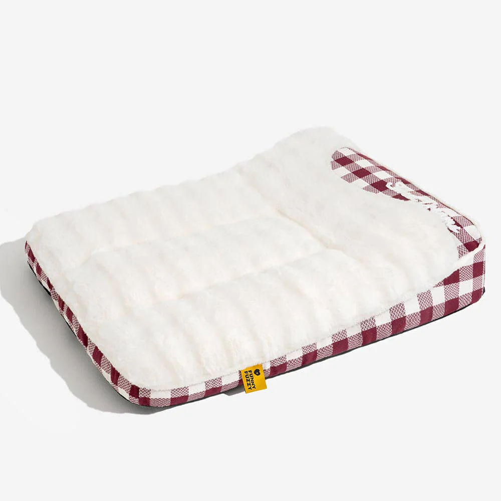 Large Classic Check Headrest Rectangle Calming Dog Bed - Dreamy wave - Image 15