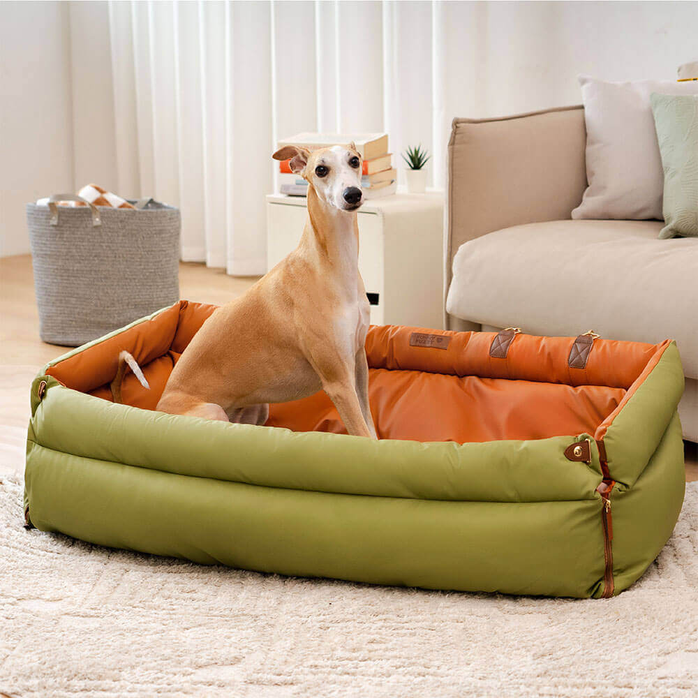 Large Deluxe Faux Leather Dog Car Seat Booster Bed - Urban Voyager - Image 21