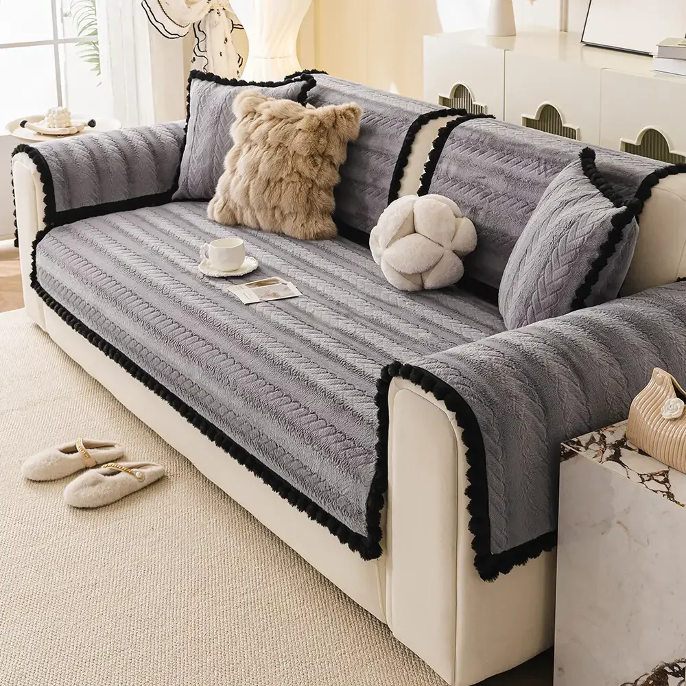 Lazy Chic Plush Winter Sofa Protector Skin-Friendly Couch Cover - Image 10