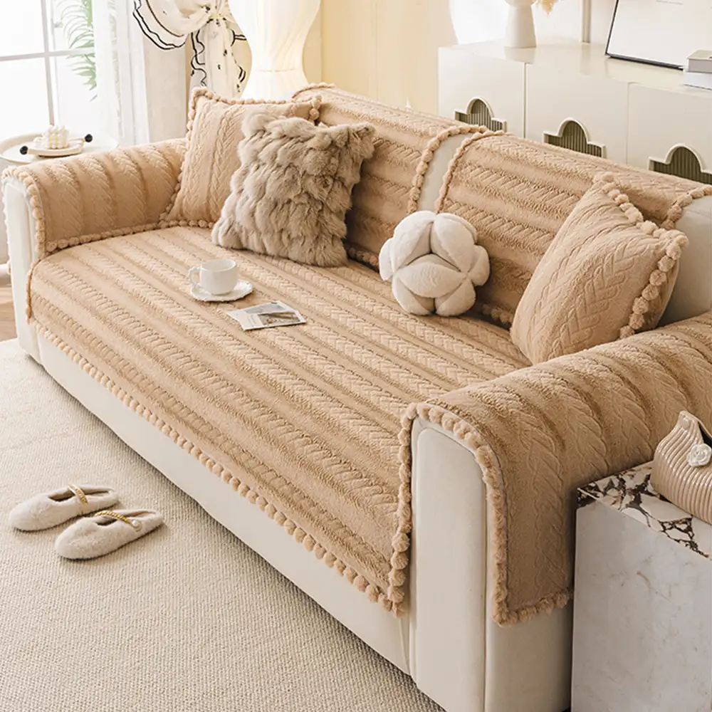 Lazy Chic Plush Winter Sofa Protector Skin-Friendly Couch Cover - Image 11