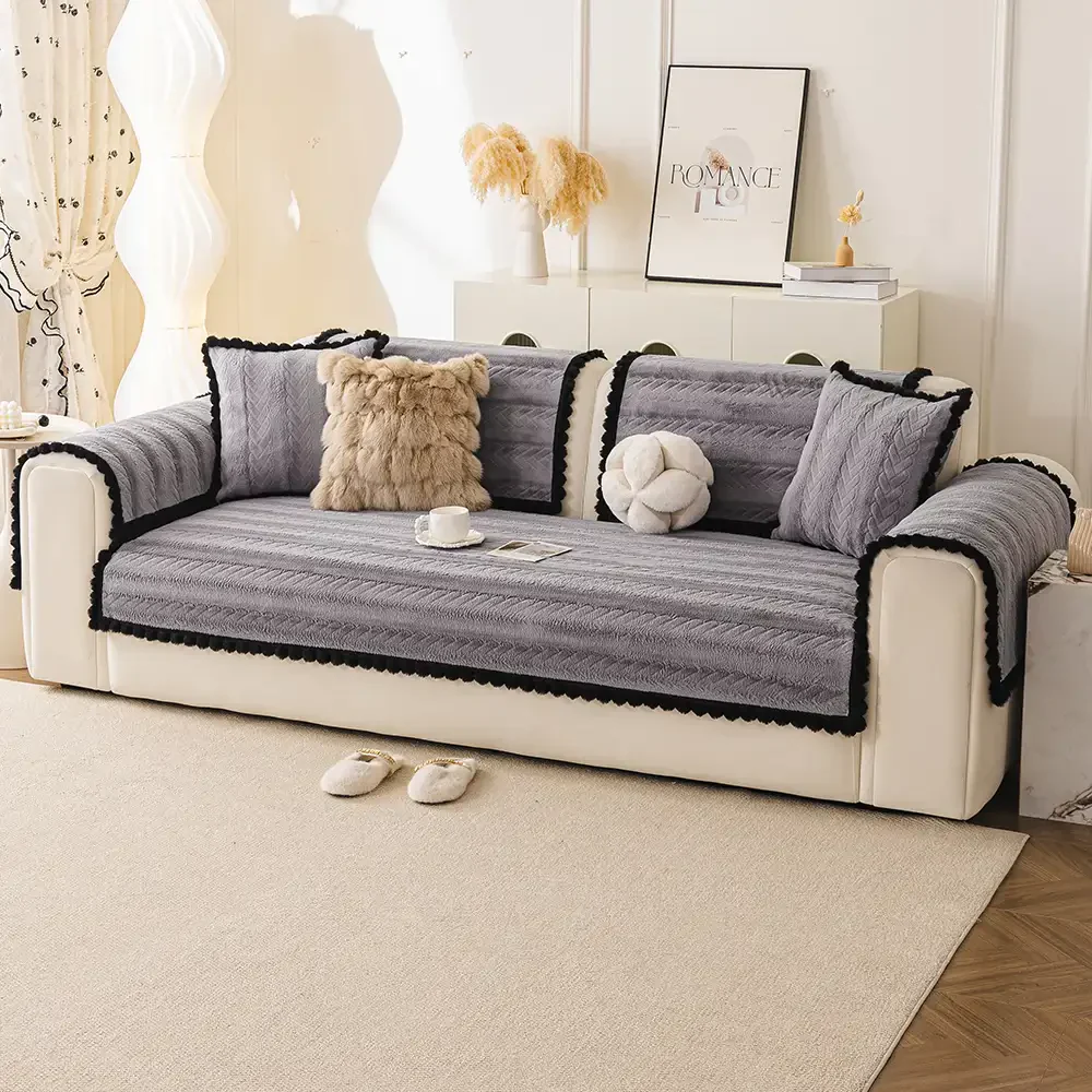 Lazy Chic Plush Winter Sofa Protector Skin-Friendly Couch Cover - Image 14