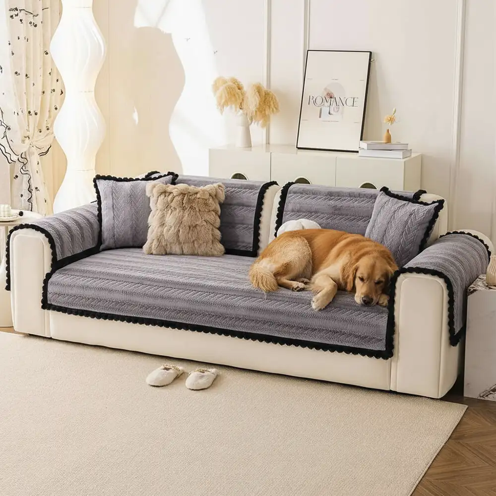 Lazy Chic Plush Winter Sofa Protector Skin-Friendly Couch Cover - Image 8