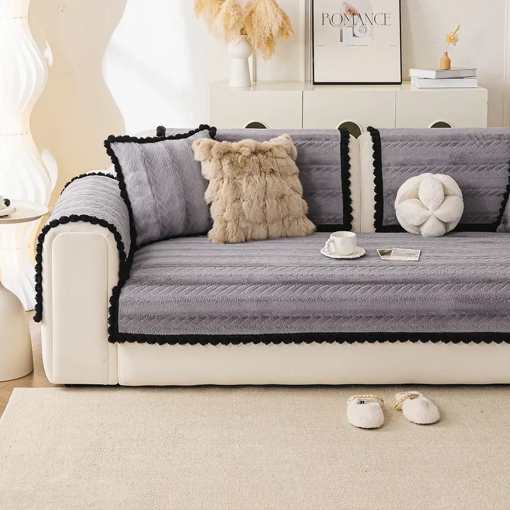 Lazy Chic Plush Winter Sofa Protector Skin-Friendly Couch Cover - Image 9