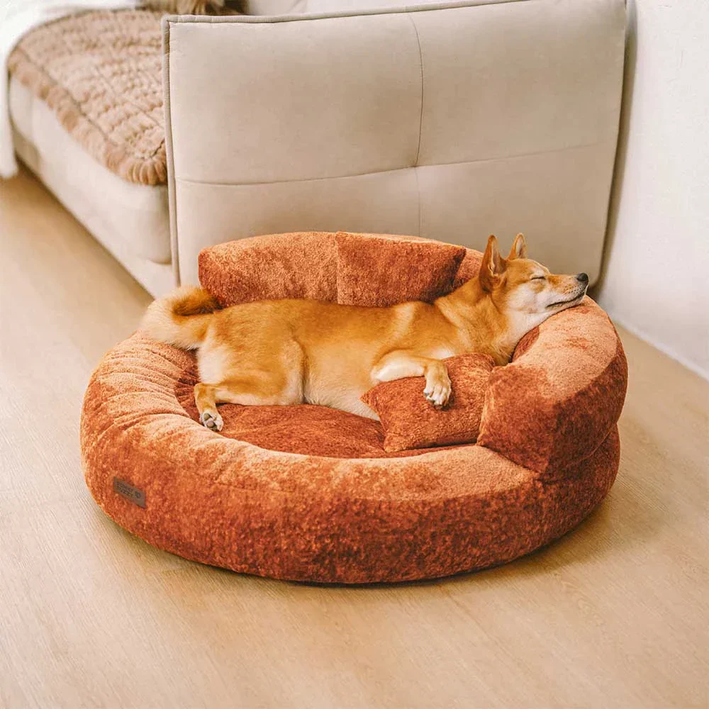 Luxe Diamond Velvet Removable Orthopedic Donut Dog Bed With Pillow - DreamNest - Image 10