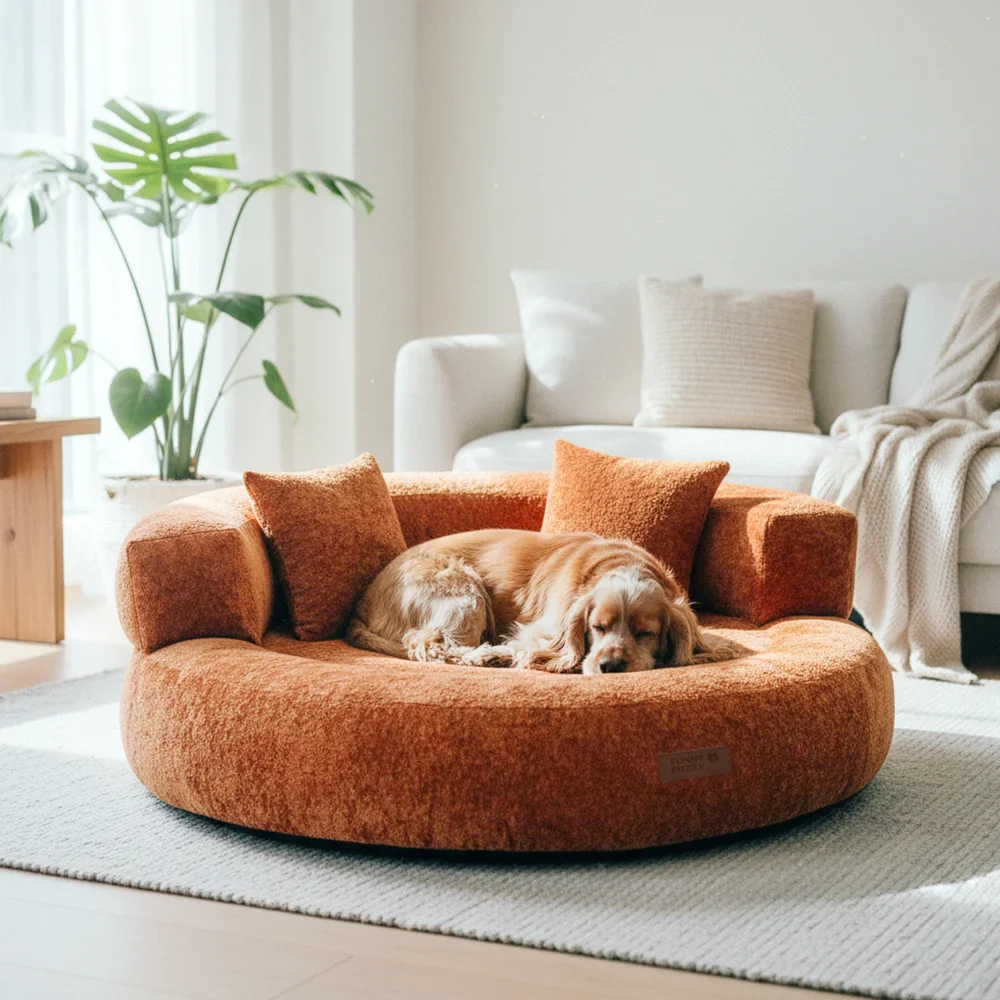 Luxe Diamond Velvet Removable Orthopedic Donut Dog Bed With Pillow - DreamNest - Image 15