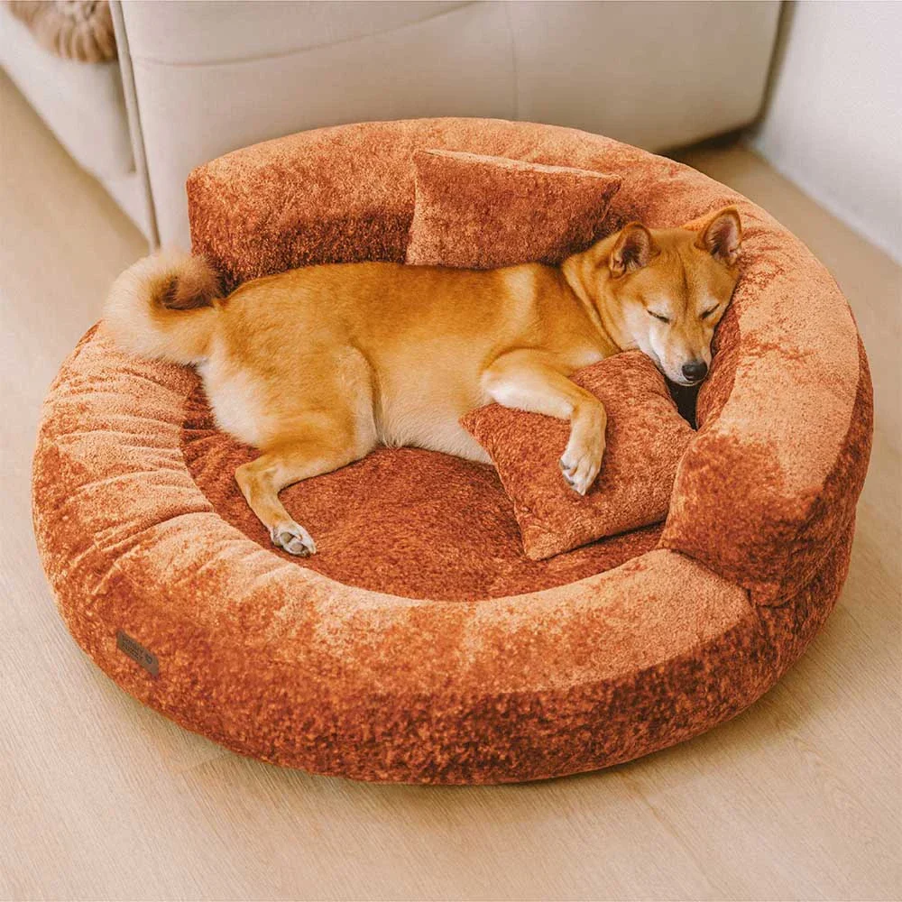 Luxe Diamond Velvet Removable Orthopedic Donut Dog Bed With Pillow - DreamNest - Image 2