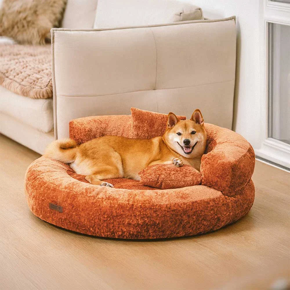 Luxe Diamond Velvet Removable Orthopedic Donut Dog Bed With Pillow - DreamNest - Image 9
