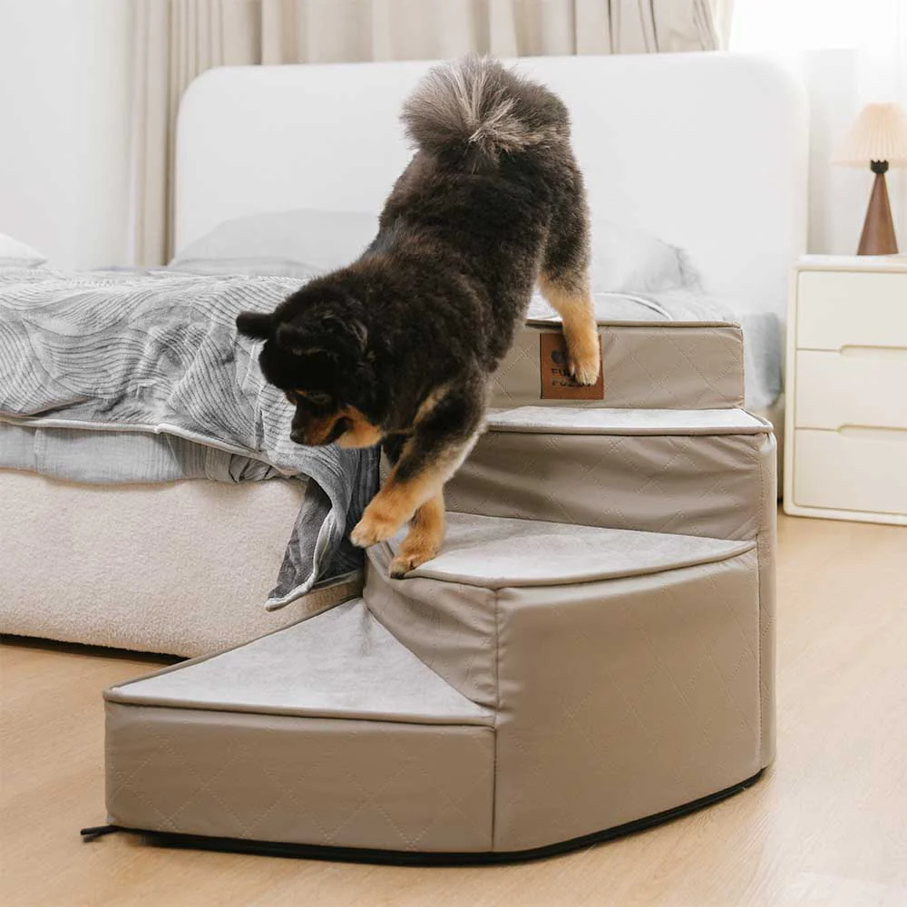 Luxe Water-repellent Faux Leather Removable Spiral Pet Stairs - StepEase - Image 9
