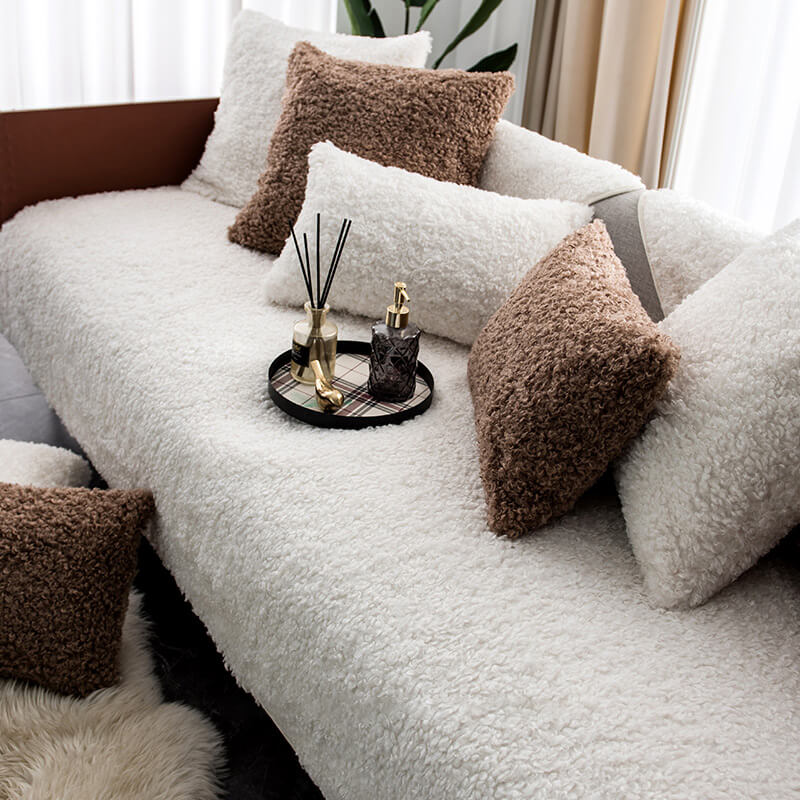 Luxury Warm Fleece Furniture Protective Mat Non-Slip Couch Cover - Image 4