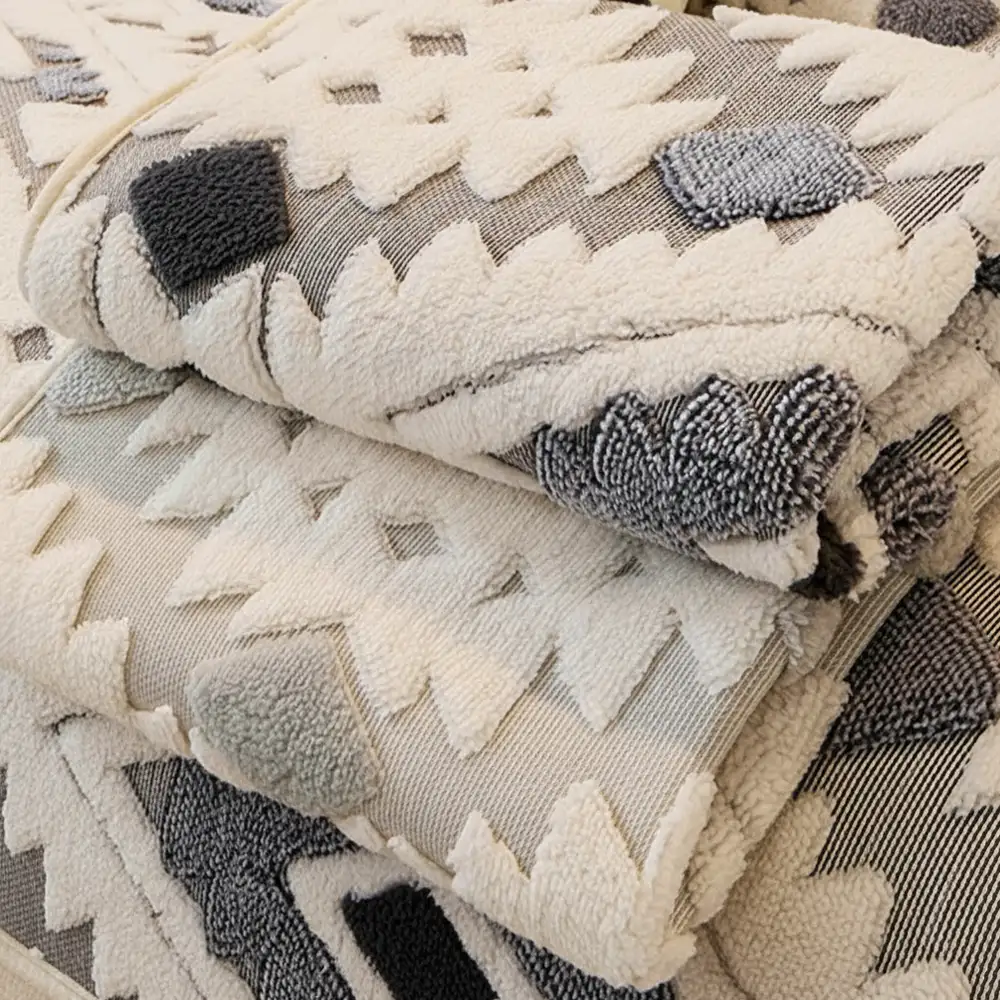 Modern Geometric Thick Plush Anti-Scratch Non-Slip Couch Cover - Image 6