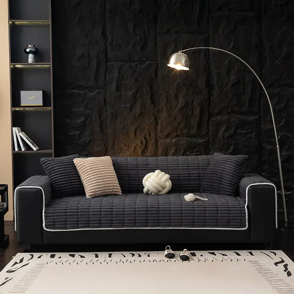 One-Piece Cozy Flannel Sofa Protection Non-Slip Couch Cover - Image 19