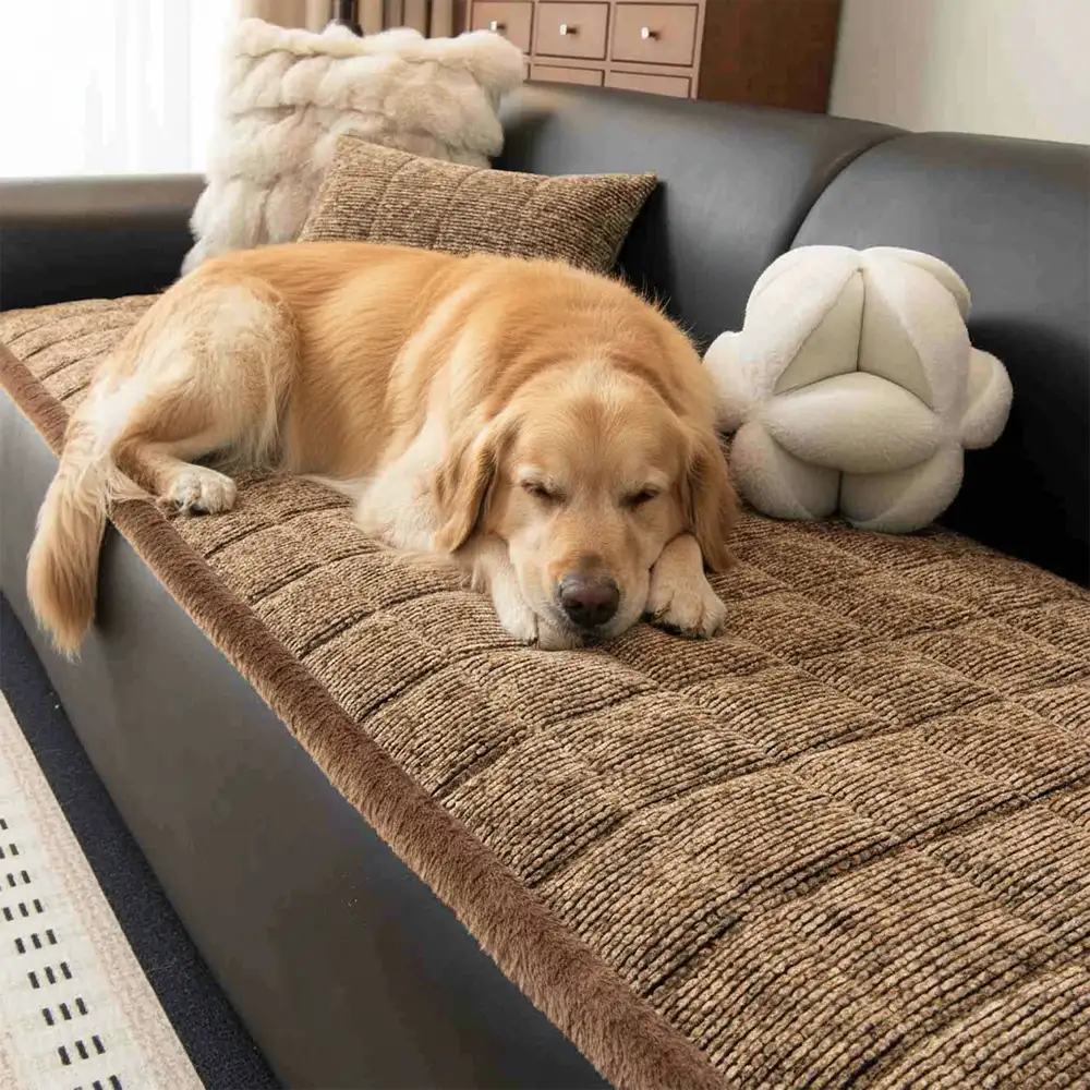 Pet-Friendly Chenille Textured Non-Slip Couch Cover with Frayed Edges - Image 3