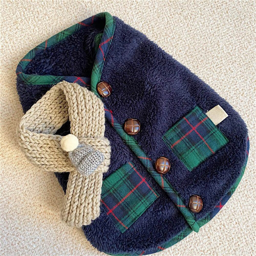 Plaid Winter Dog Jacket with Scarf – Festive and Cosy for the Holidays - Image 5