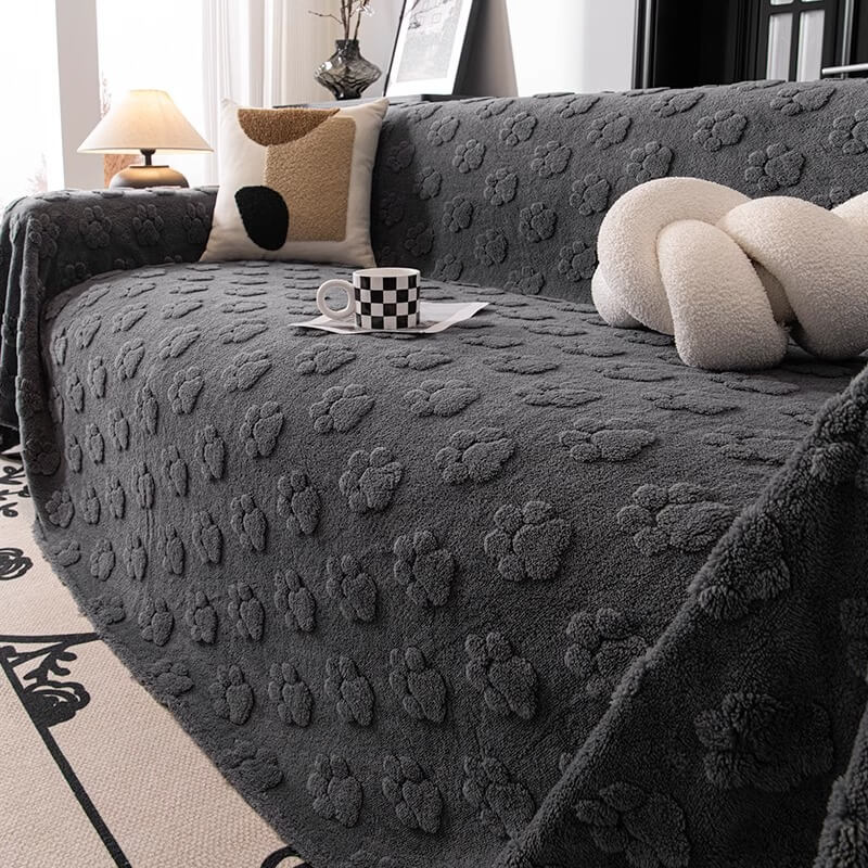 Plush Paw-Patterned Soft Sofa Protector Throw Couch Cover - Image 11