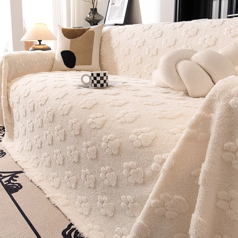 Plush Paw-Patterned Soft Sofa Protector Throw Couch Cover - Image 14