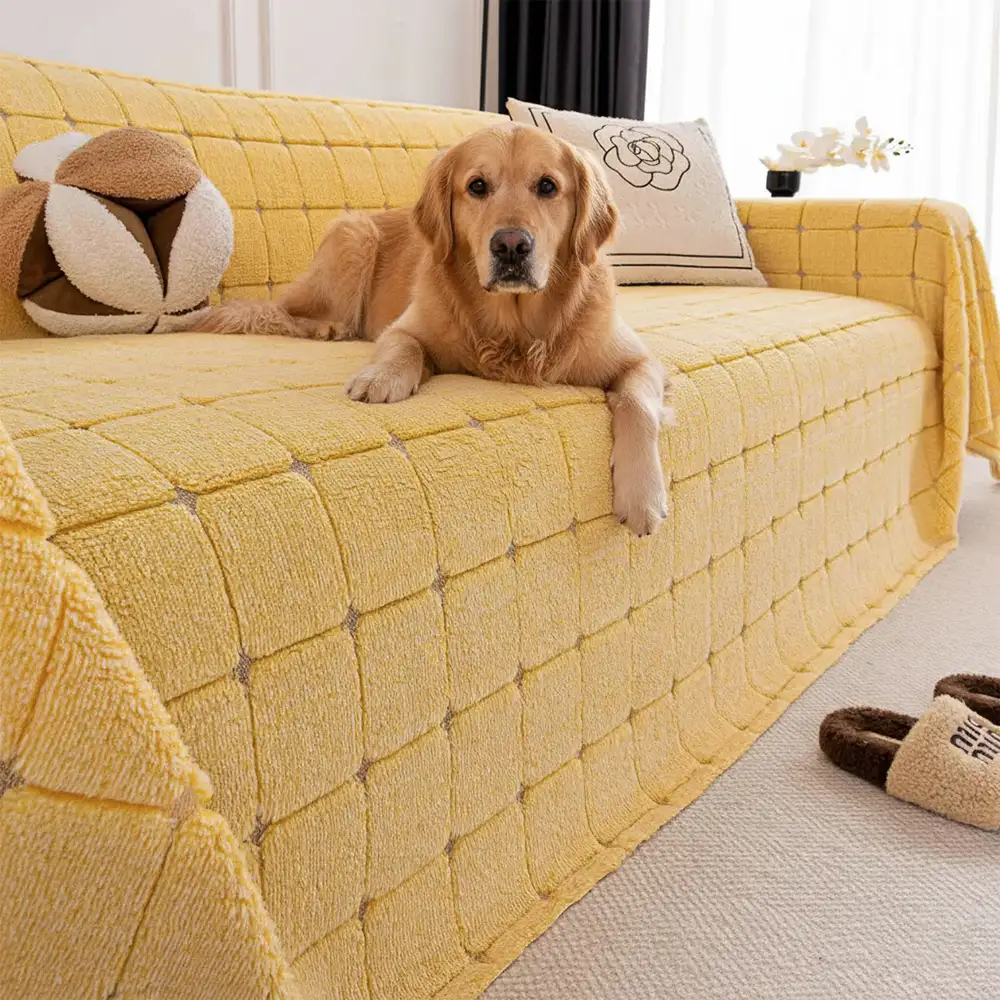 Plush Quilted Classic Checkered Comfortable Thickened Couch Cover - Image 4