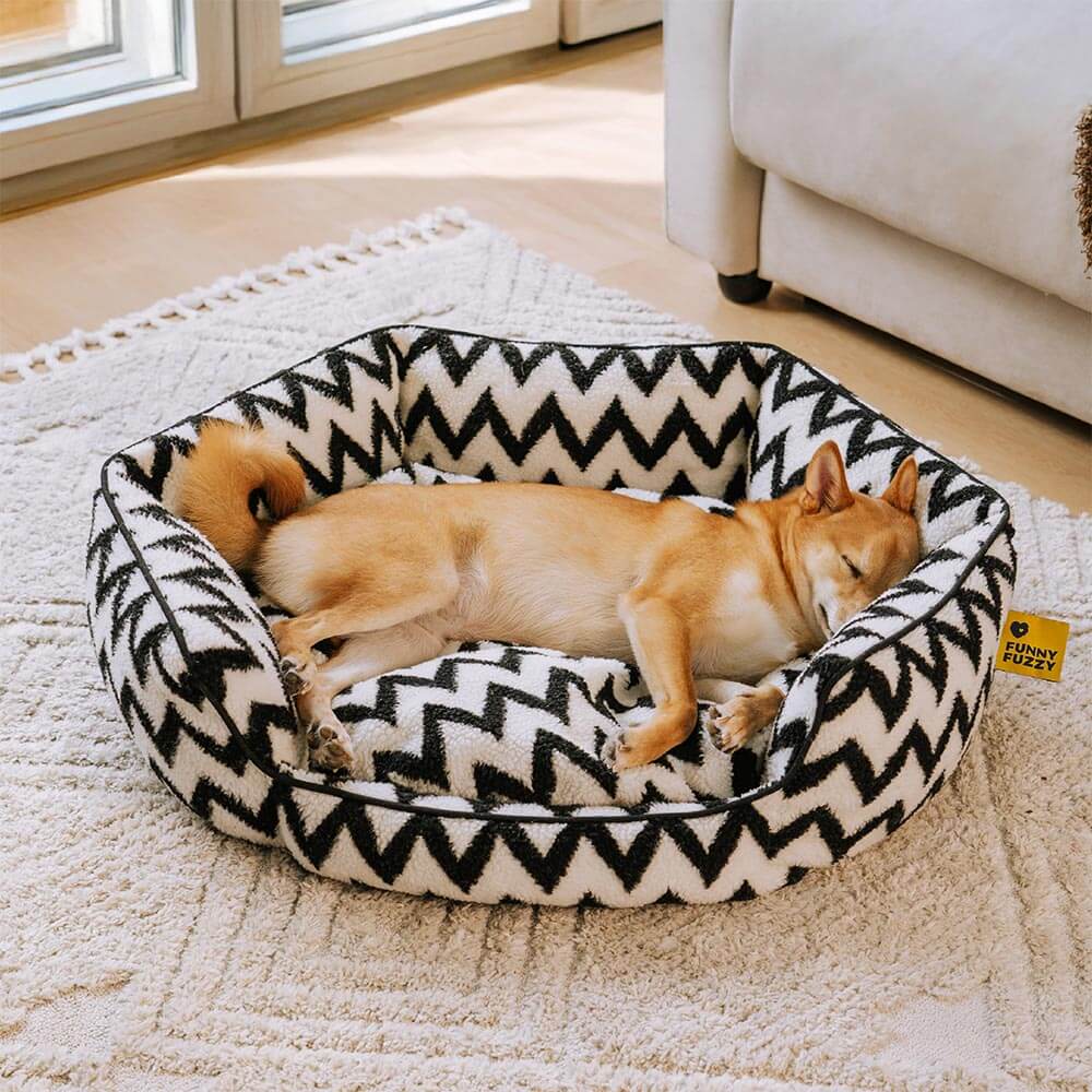 Plush Retreat Chevron Dog Bed-The Warm Hugger - Image 10