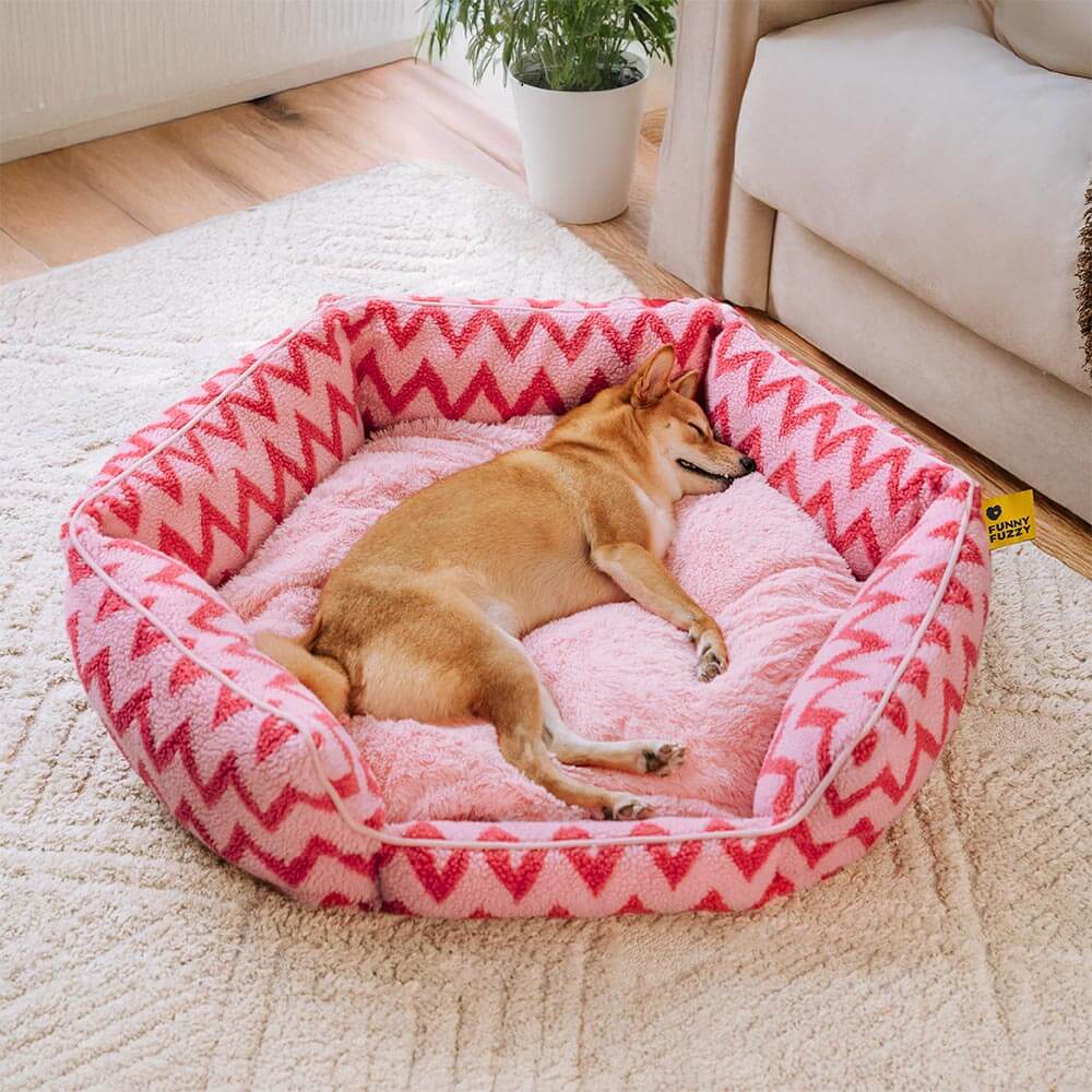 Plush Retreat Chevron Dog Bed-The Warm Hugger - Image 3